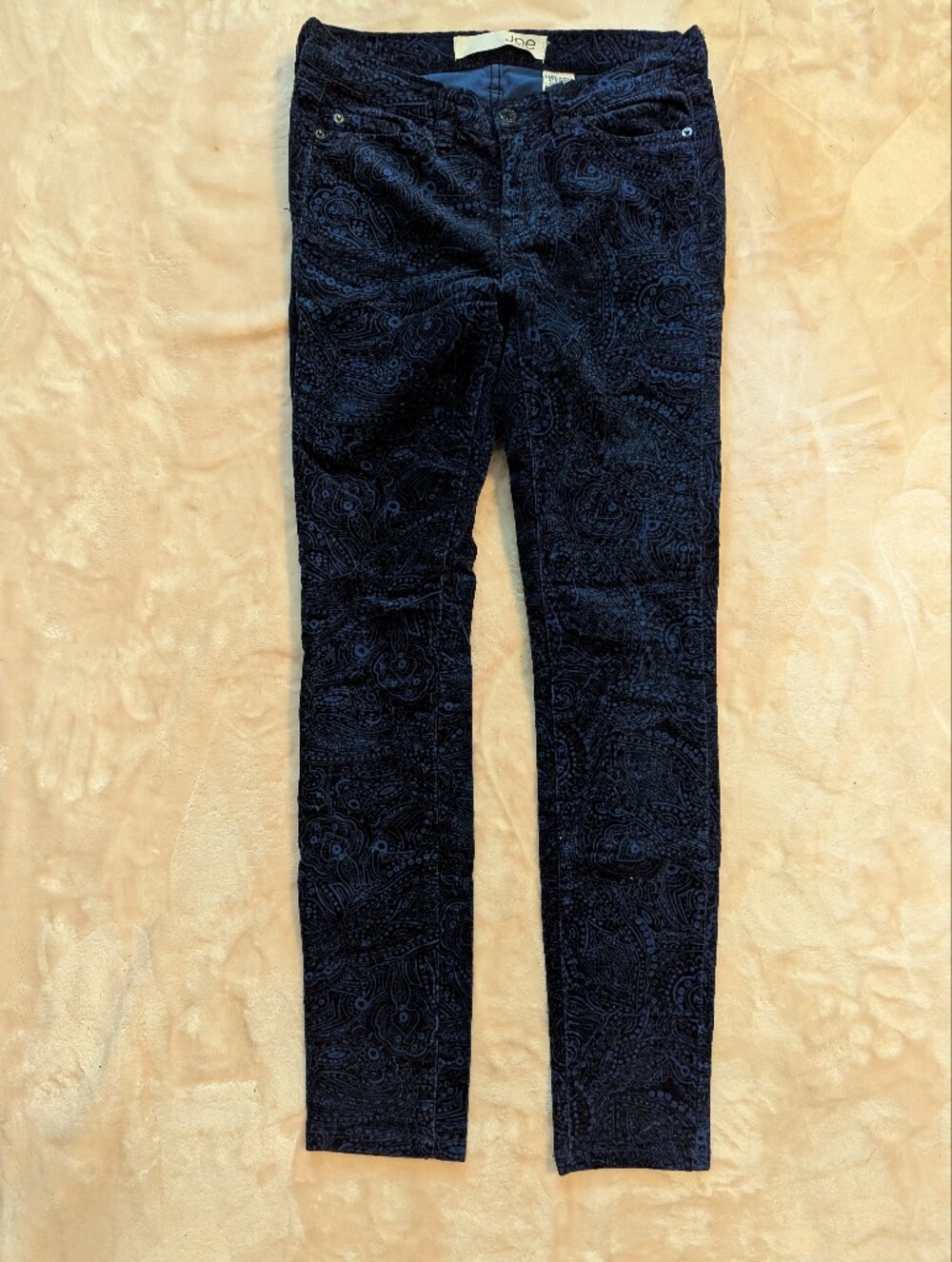 Joe Fresh Womens Navy Paisley Corduroy Pants Size 0 NWOT